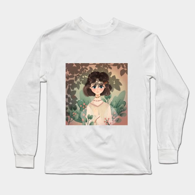 short hair girl Long Sleeve T-Shirt by byjilooo